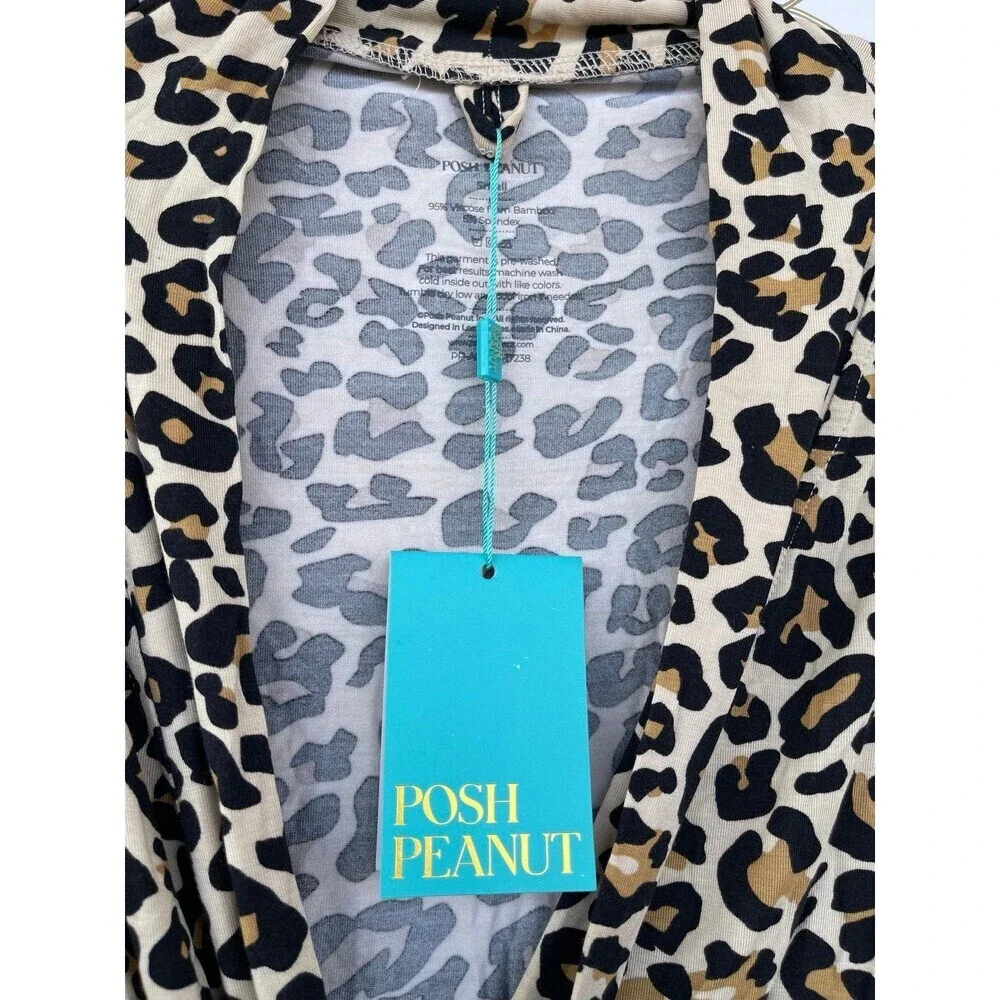 Posh Peanut Leopard Print Bamboo Robe | Mob Wife Aesthetic Loungewear Small